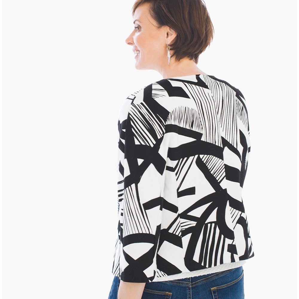Chico’s 3 (Large) Bi-Color Geometric Jacket - Picture 4 of 14